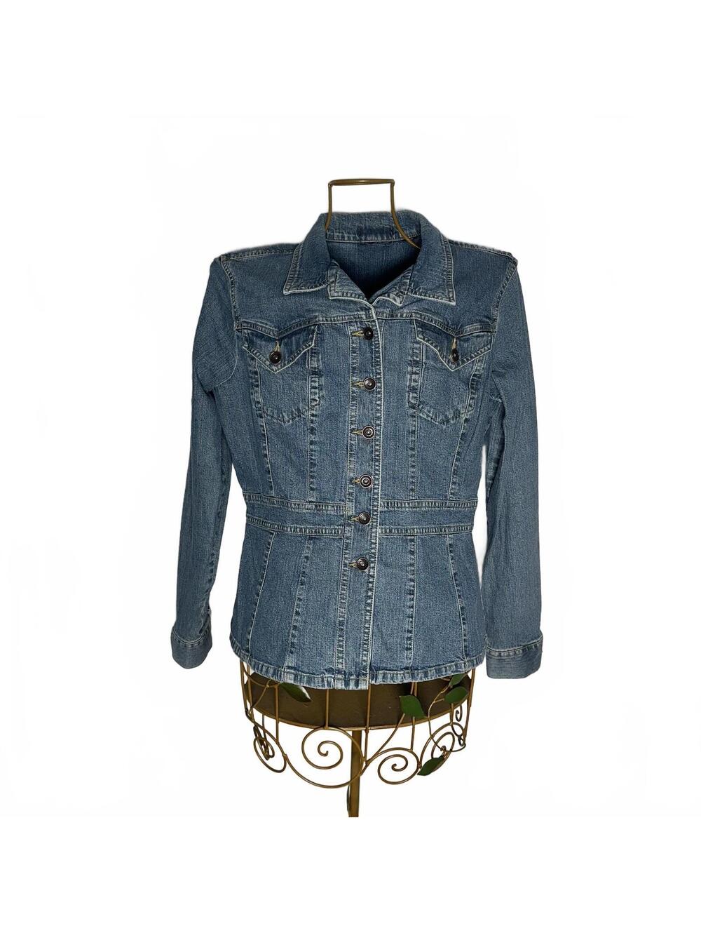 Axcess Vintage Y2K Denim Jacket Hand Painted Peace Sign Bee Boho Hippie - Picture 5 of 9
